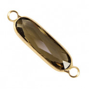 Crystal glas tussenstuk langwerpig ovaal 29mm Brown-gold
